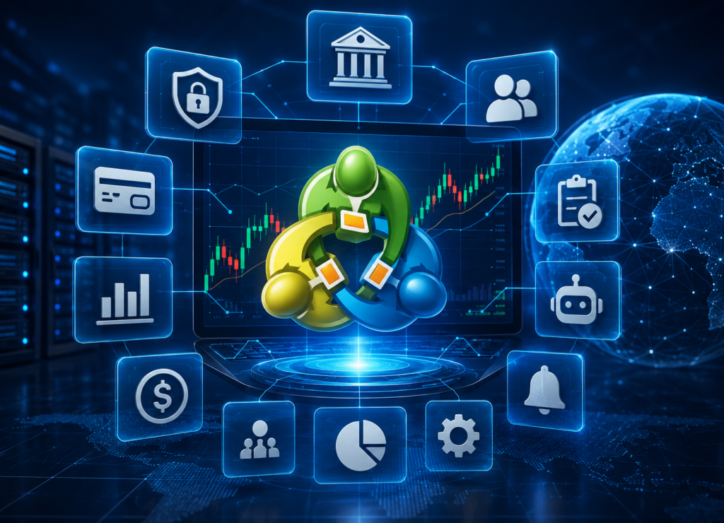 Modern MT5 plugins ecosystem for forex brokers featuring trading platform integrations, AI automation, CRM, payments, and risk management.